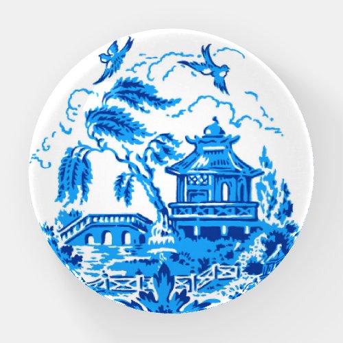 Classic Blue Willow China Design Paperweight