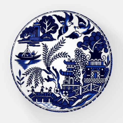 Classic Blue Willow China Design Paperweight v3