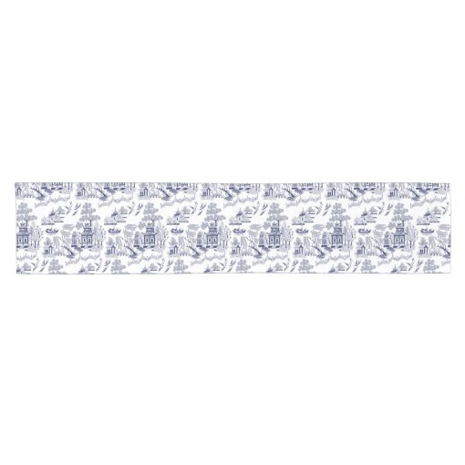 Classic Blue Willow China Design Short Table Runner | Zazzle