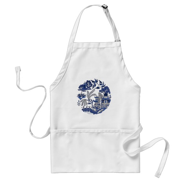 Classic Blue Willow Design Adult Apron (Front)