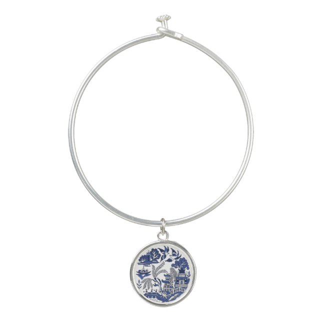 Classic Blue Willow Design Bangle Bracelet (Front)