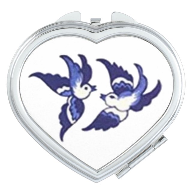 Classic Blue Willow Design Birds Compact Mirror (Front)