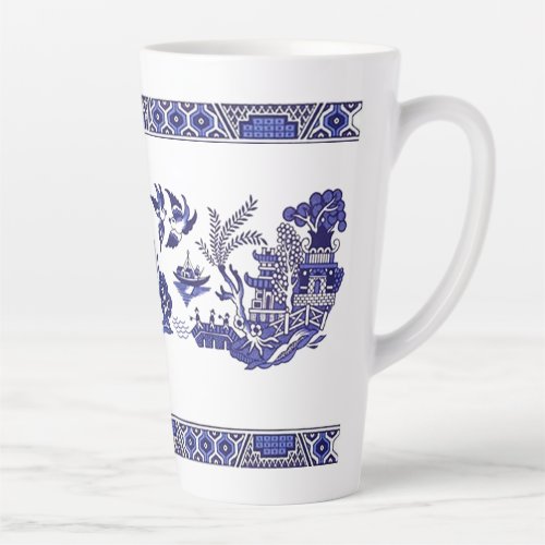 Classic Blue Willow Design Latte Mug