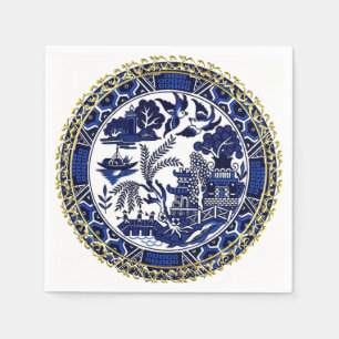Classic Blue Willow Design Paper Napkins