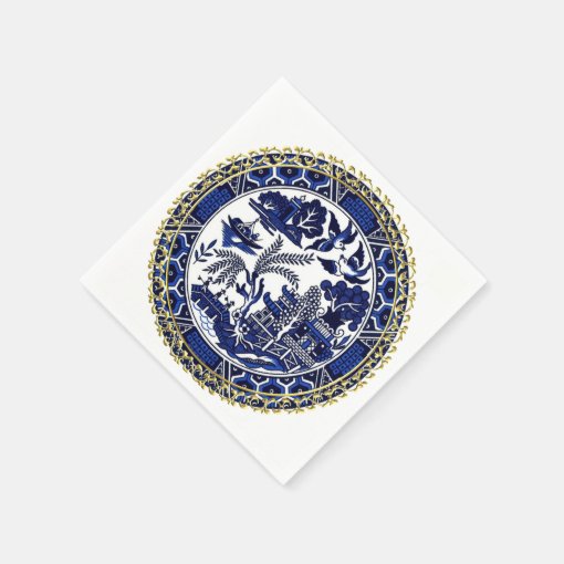 Classic Blue Willow Design Paper Napkins Zazzle