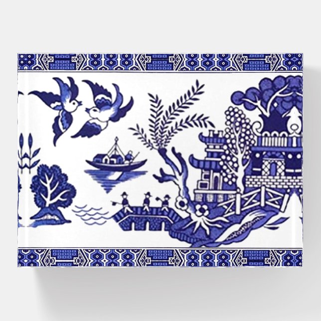 Classic Blue Willow Design Paperweight (Front)
