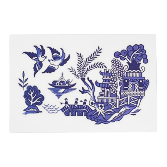 Classic Blue Willow Design Placemat (Front)