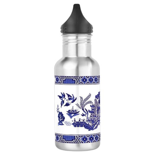 Classic Blue Willow Design Stainless Steel Water Bottle
