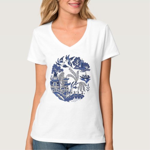 Classic Blue Willow Design T_Shirt