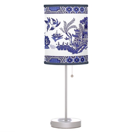 Classic Blue Willow Design Table Lamp (Left)