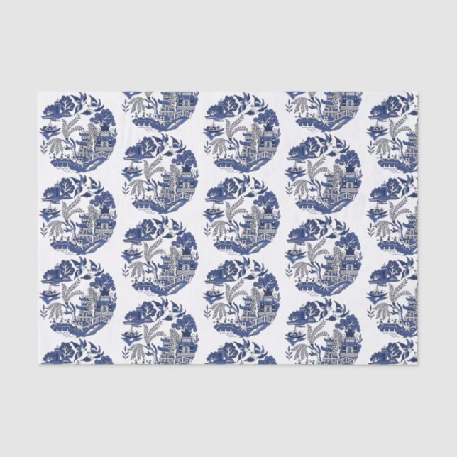 Classic Blue Willow Design Tissue Paper (Front)