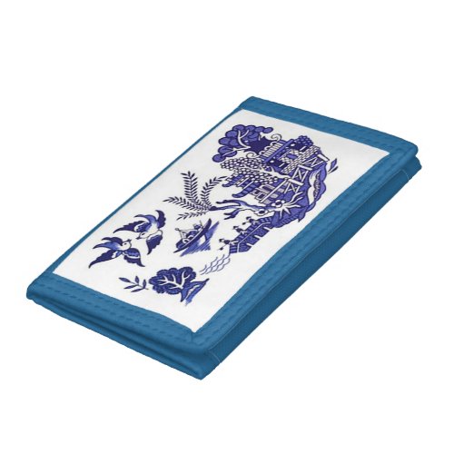 Classic Blue Willow Design Trifold Wallet