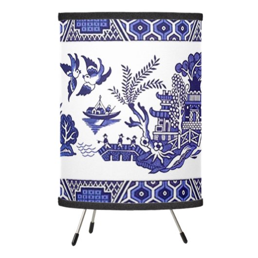 Classic Blue Willow Design Tripod Lamp (Left)