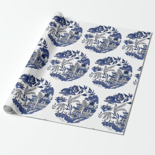 Classic Blue Willow Design Wrapping Paper