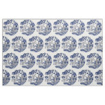 Classic Blue Willow Tiled Design Fabric