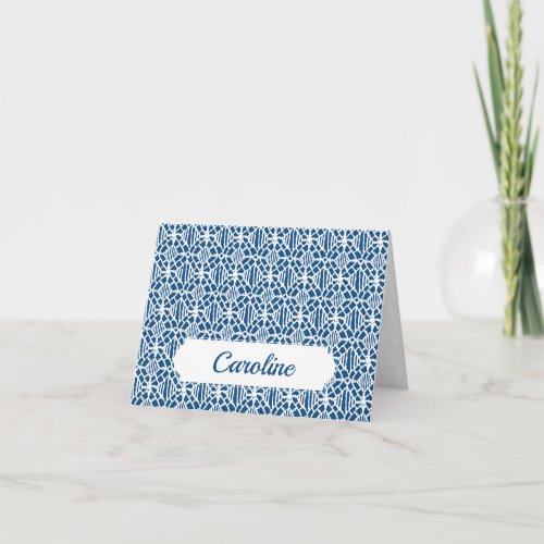 Classic Blue With White Crochet Lace Pattern Note Card