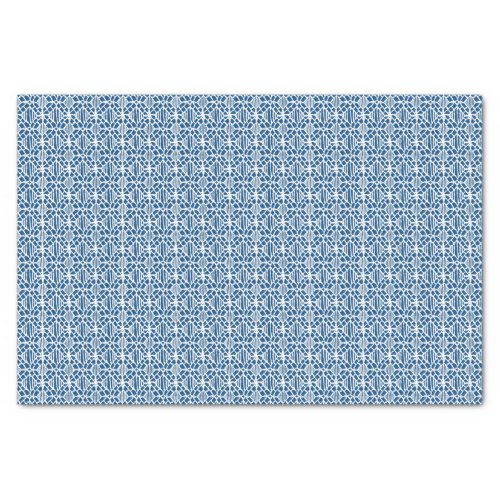 Classic Blue With White Crochet Lace Pattern Tissue Paper