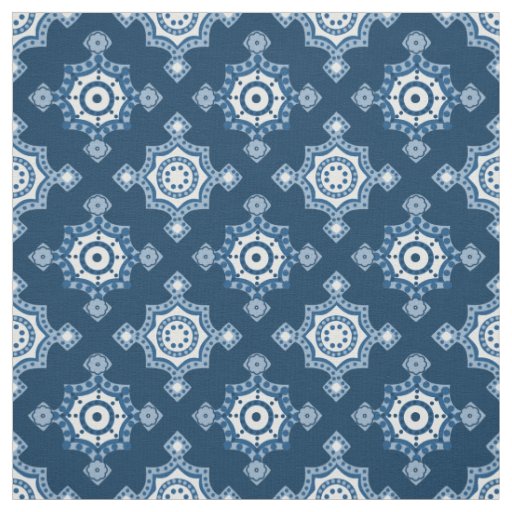Classic Blues and White Motif Large Repeat  Fabric