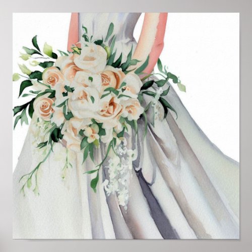 Classic Blush Bridal Cascading Bouquet 1 Poster