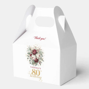 Classic Blush Burgundy 80th Birthday Favor Box