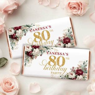 Classic Blush Burgundy 80th Birthday Hershey Bar