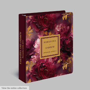 Classic Blush Burgundy Gold Wedding Ring Binder