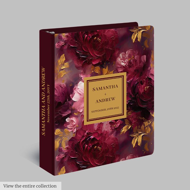 Classic Blush Burgundy Gold Wedding Ring Binder (Classic Blush Burgundy Gold Wedding Ring Binder)