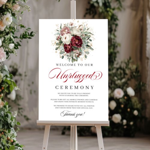Classic Blush Burgundy Unplugged Ceremony Poster