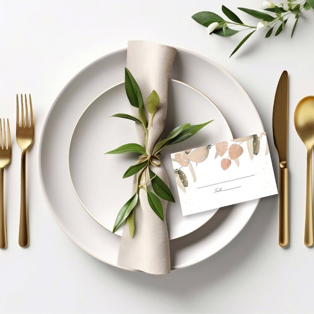 Classic Blush Eucalyptus Glitter Wedding Place Card (Creator Uploaded)