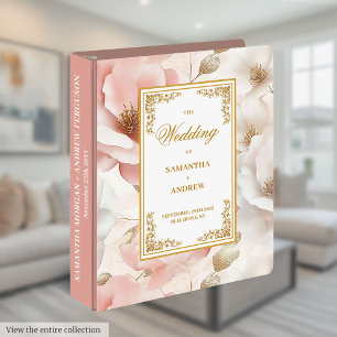 Classic blush floral wedding memory album 3 ring binder