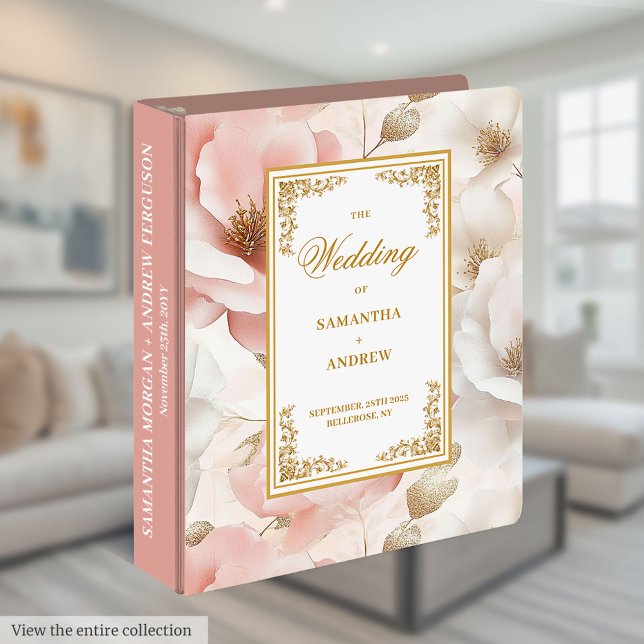 Classic blush floral wedding memory album 3 ring binder (Classic blush floral wedding memory album 3 ring binder)
