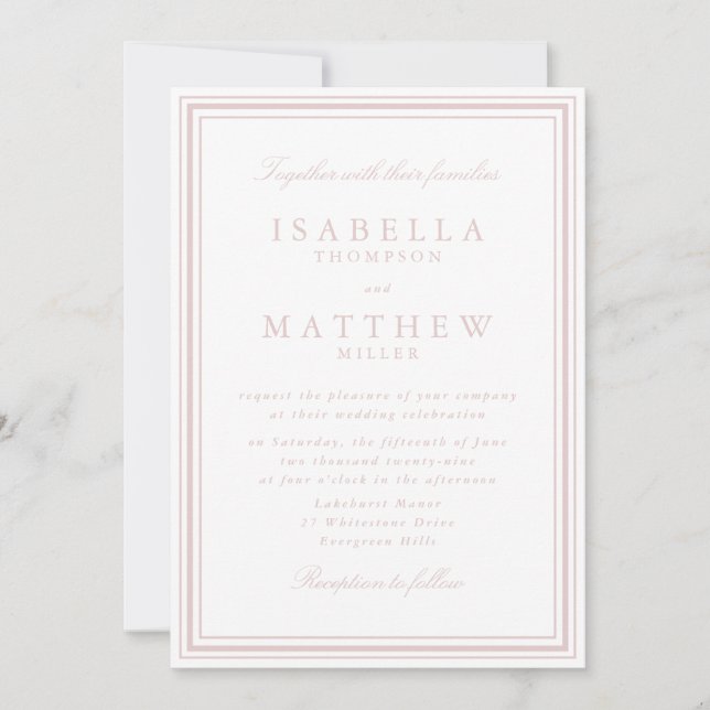 Classic Blush Frame Wedding Invitation (Front)