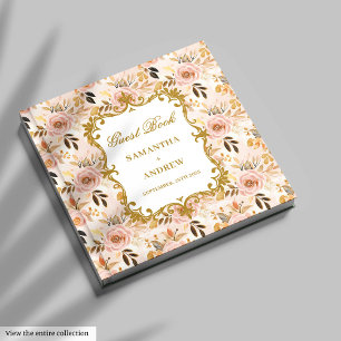 Classic Blush Gold Boho Wedding Guest Book Signing