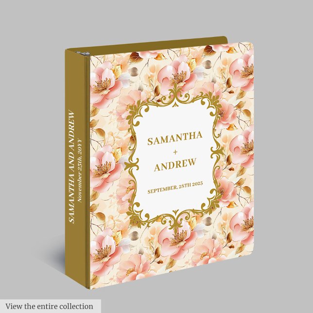 Classic Blush Gold Wedding 3 Ring Binder (Classic Blush Gold Wedding 3 Ring Binder)