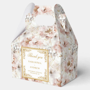 Classic blush ivory gold floral wedding favor box