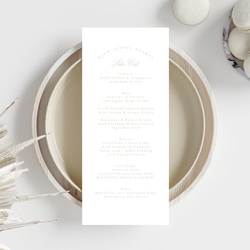 Classic Blush Pink Calligraphy Formal Wedding Menu