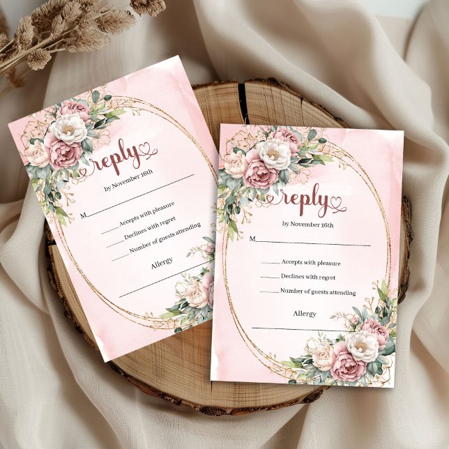 Classic Blush Pink Eucalyptus Wedding RSVP Card (Classic Blush Pink Eucalyptus Wedding RSVP)