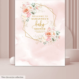 Classic blush pink floral baby shower backdrop