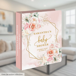 Classic blush pink floral baby shower ring binder