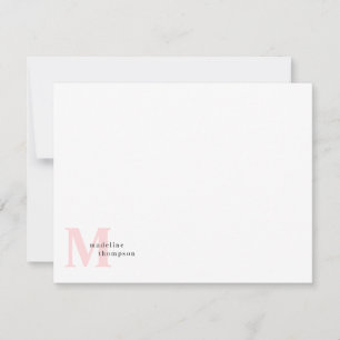 Classic Blush Pink Monogram Name Typography Note Card