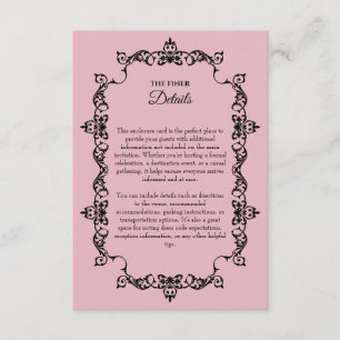 Classic Blush Pink Ornately Framed Wedding Enclosure Card