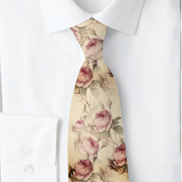 Classic Blush Pink Rose Flower  | Neck Tie