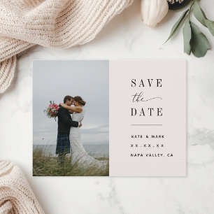 Classic Blush Pink Wedding Photo Save the Date Postcard