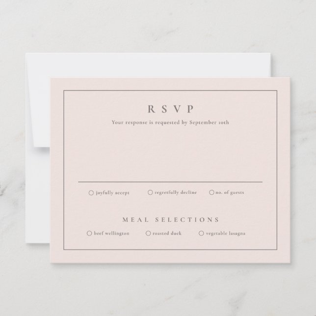 Classic Blush Pink Wedding RSVP Card (Front)
