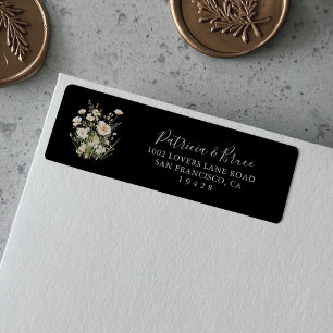 Classic Blush Wildflower Black Return Address Label