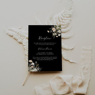Classic Blush Wildflower Black Wedding Reception Enclosure Card