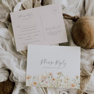 Classic Blush Wildflower Menu Choice RSVP Postcard