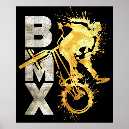 Classic Bmx Bike  Bmx Silver Gold Poster Print