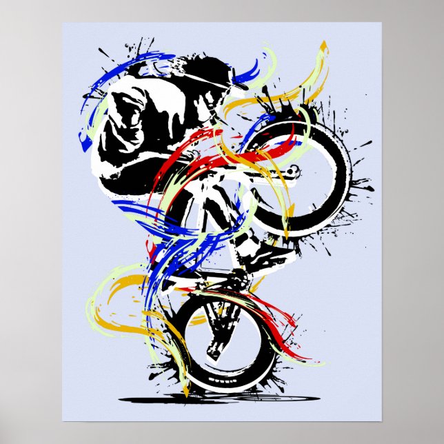 Classic BMX Flatland Colourful Poster (Front)