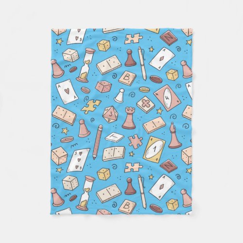 Classic Board Game Hand Drawn Seamless Pattern Fleece Blanket